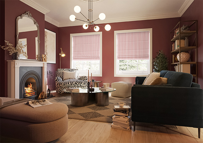 Lace Stripes, Rouge - Roman Blind - Image 6